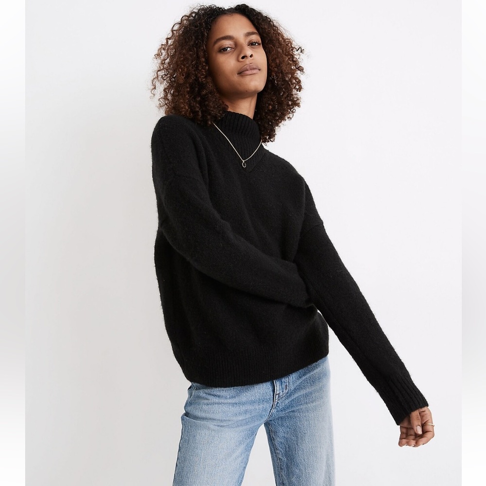 Madewell Dillon Mockneck Pullover Sweater Black